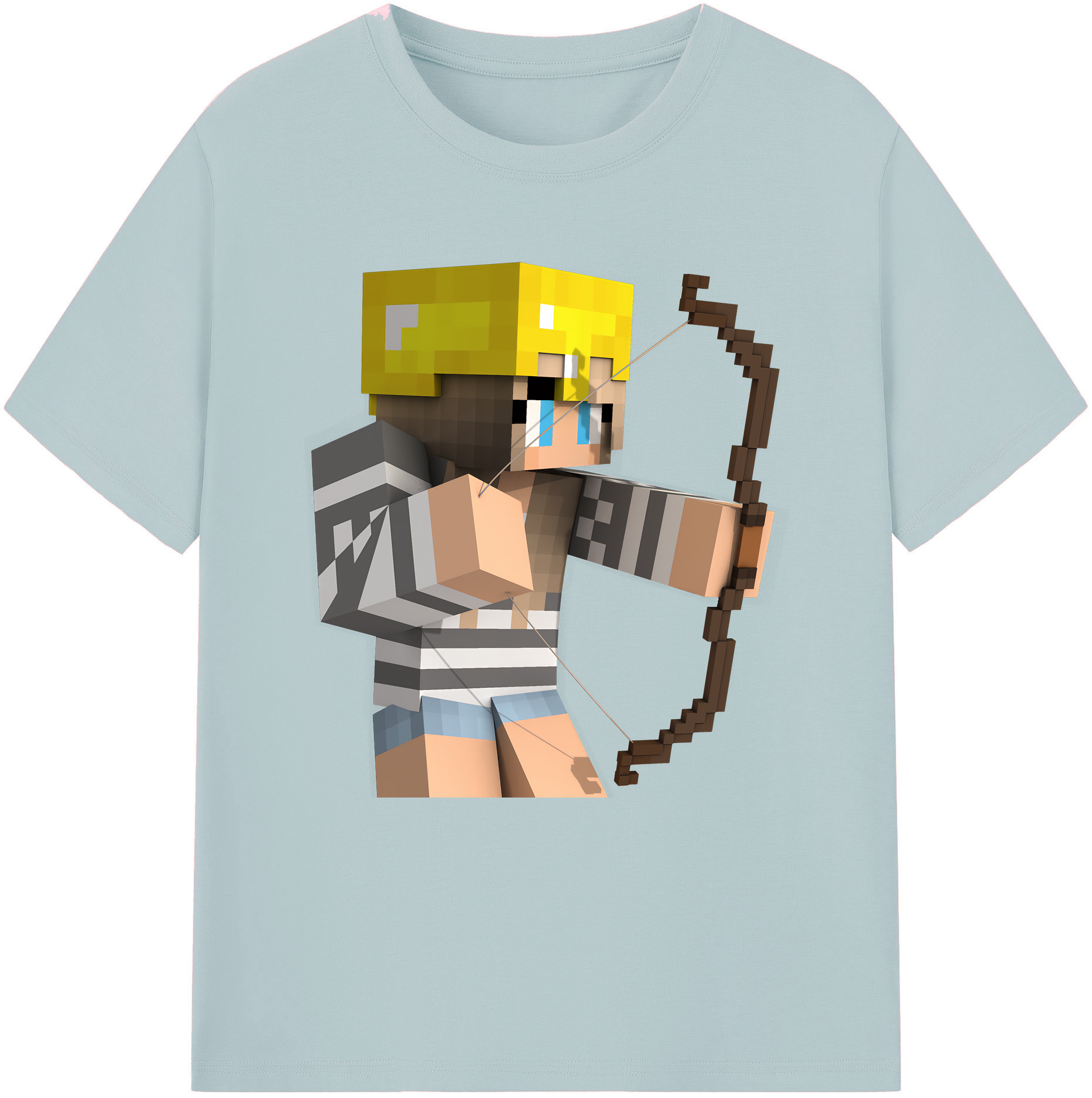 （画像用） マインクラフト ブロックの世界 Minecraft MC Block world 綿100％半袖Tシャツ（フロントプリント）